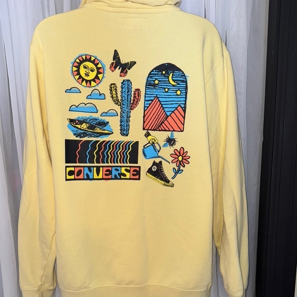 Converse Yellow Fleece Hoodie Sweatshirt - Picture 6 of 8